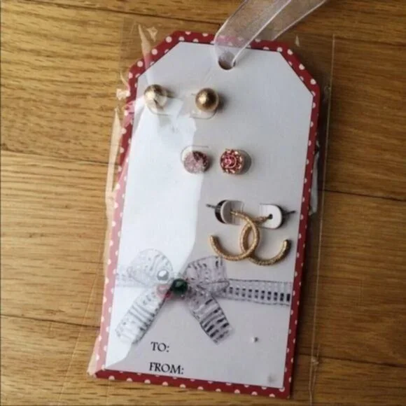 New Rose Gold Earrings Set Of 3 Pairs - Picture 2 of 4